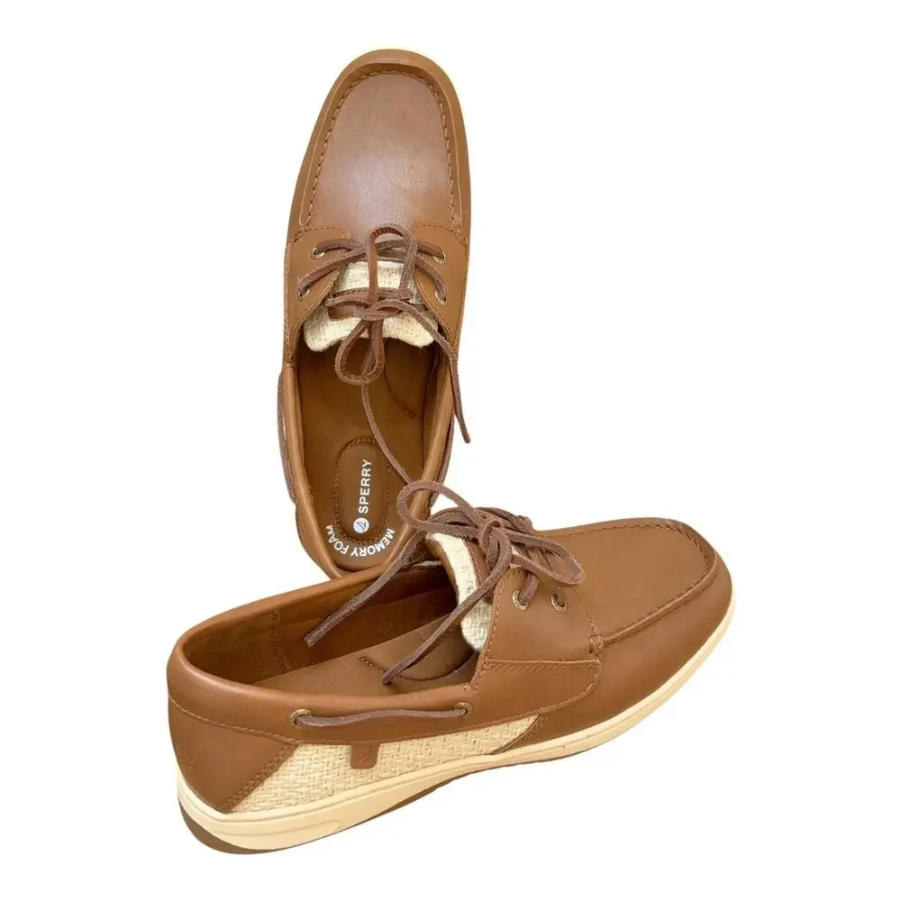 Sperry Whalefish Boat Shoes Sz 8 Women's Tan Brown 2-Eye Flat Med Width Leather